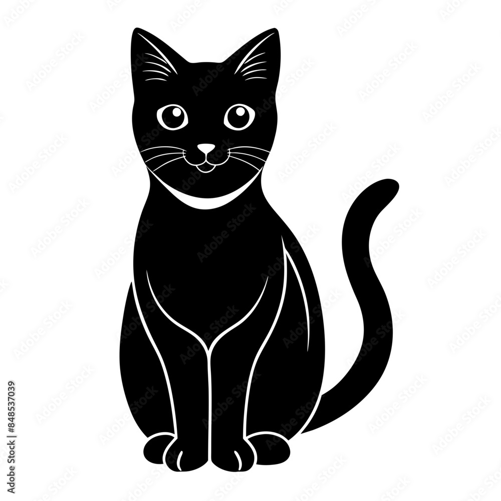 Obraz premium One Cat silhouette vector illustration 