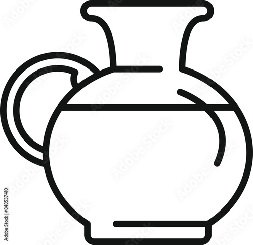 Ancient greek pottery jug holding water, displayed in a museum