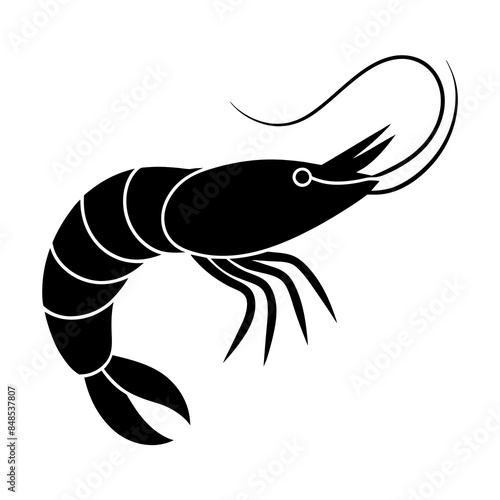 One Shrimp silhouette vector illustration
