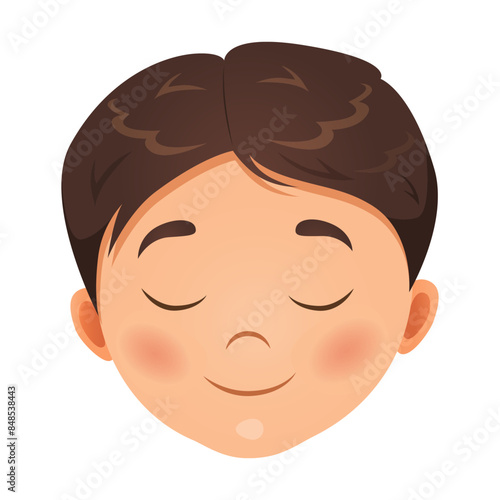 Cute cartoon calm boy character.	
