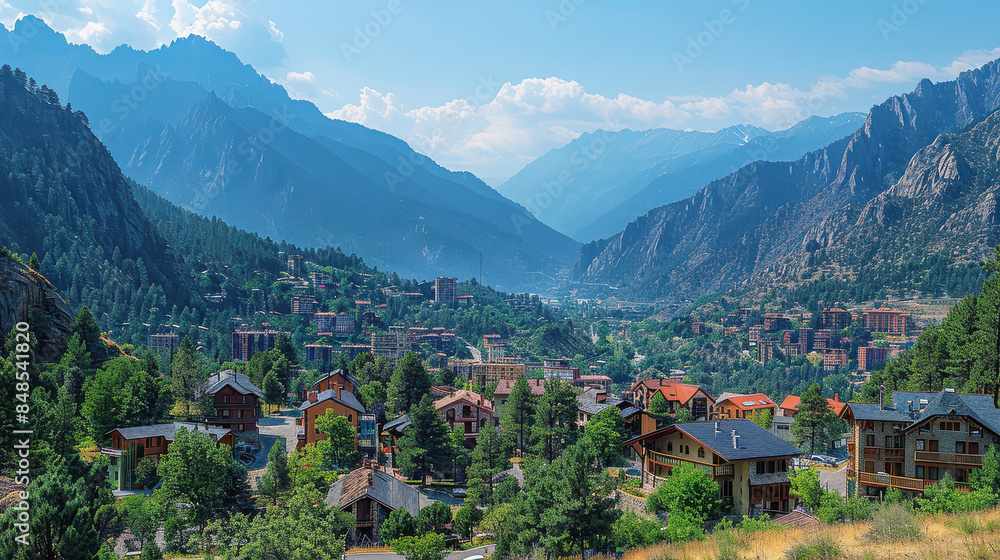 Fototapeta premium Andorra la Vella, Andorra city created with Generative AI technology