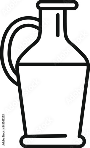 Black and white line art icon of a bottle of olive oil, perfect for projects related to cooking, food, and mediterranean cuisine