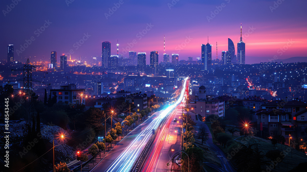 Fototapeta premium Ankara, Turkey city skyline created with Generative AI technology