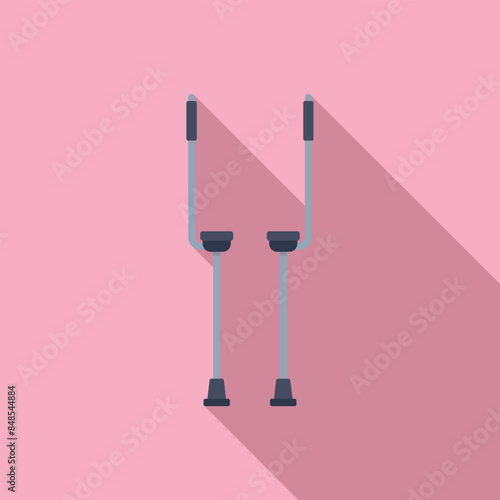 Jumping stilts icon in flat style with long shadow on a pink background photo