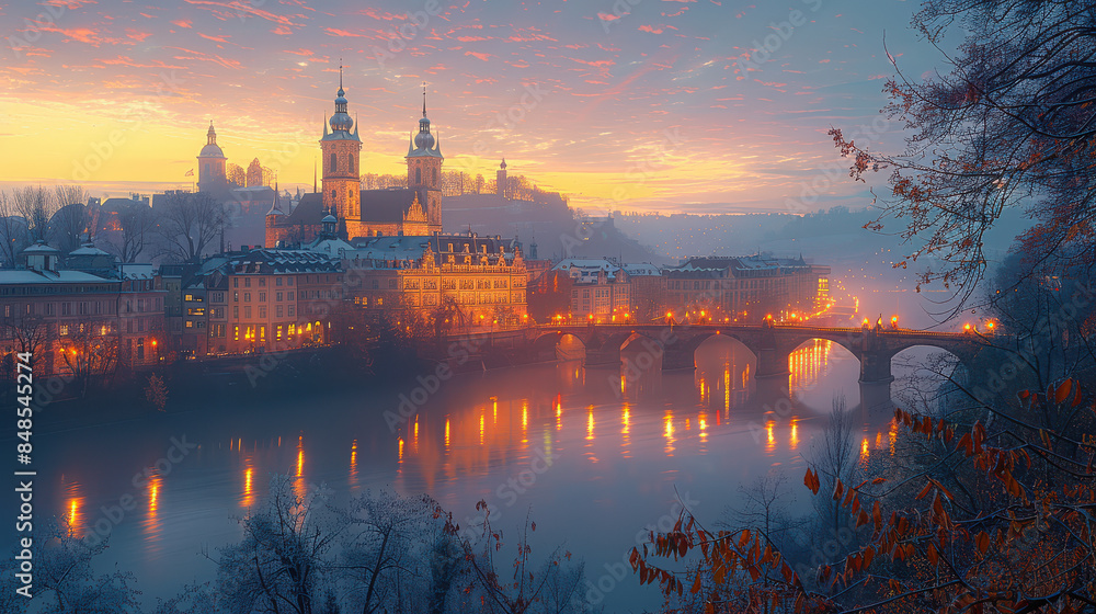 Obraz premium Bern, Switzerland city skyline created with Generative AI technology