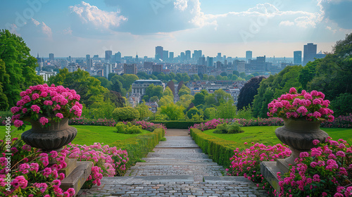 Brussels, Belgium city skyline, travel created with Generative AI technology