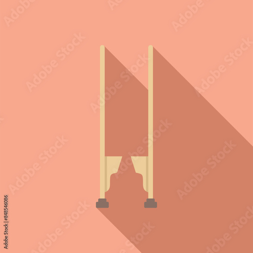Simple pair of wooden stilts with foot rests and long legs for circus performers