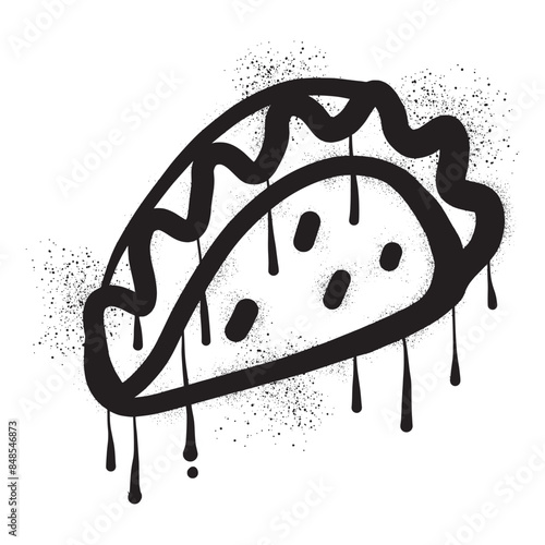Mexican food tacos with black spray paint graffiti