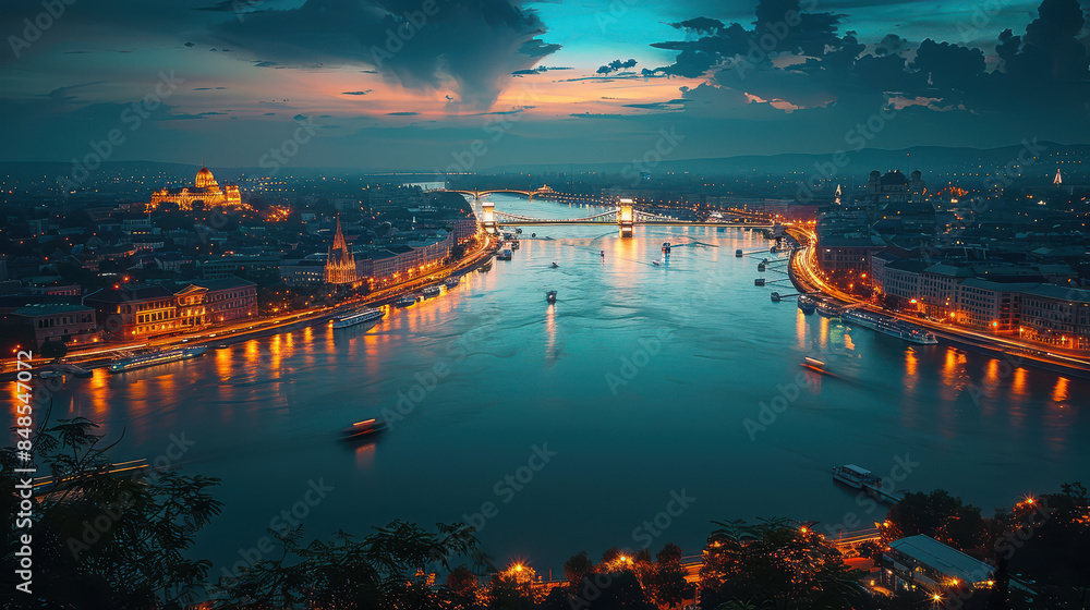 Budapest, Hungary city skyline created with Generative AI technology Budapest, Hungary city skyline created with Generative AI technology