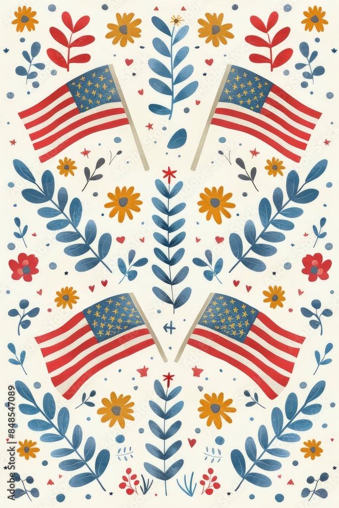 Obraz premium Waving Flag with Stars pattern This pattern is perfect as a digital wallpaper or print on items celebrating USA victory day