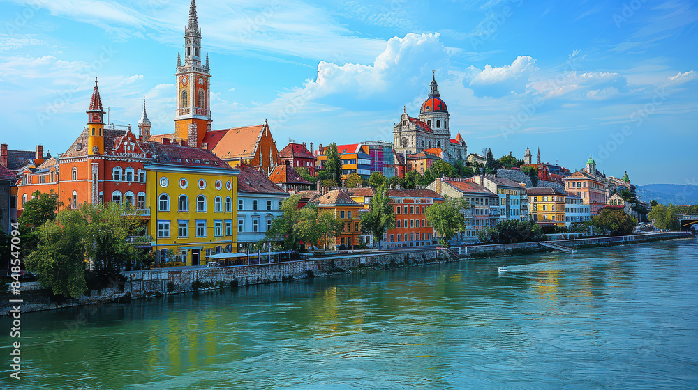 Fototapeta premium Budapest, Hungary city skyline created with Generative AI technology
