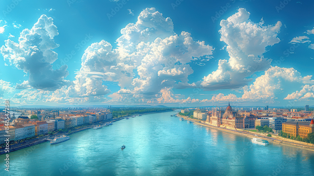 Fototapeta premium Budapest, Hungary city skyline created with Generative AI technology
