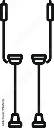 Simple icon of drywall stilts used by construction workers for painting and reaching high areas