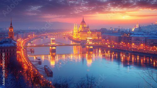 Budapest, Hungary city skyline created with Generative AI technology