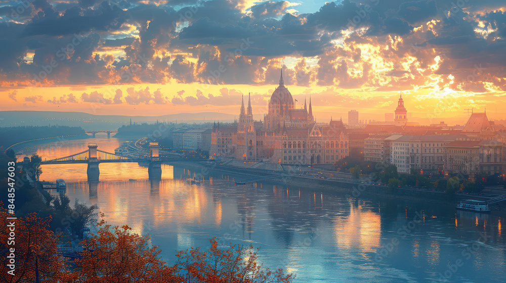 Budapest, Hungary city skyline created with Generative AI technology Budapest, Hungary city skyline created with Generative AI technology