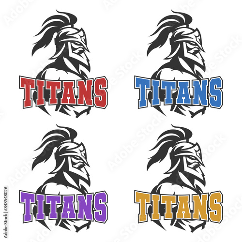 Titans Illustration Clip Art Design Shape. Mascot Silhouette Icon Vector.