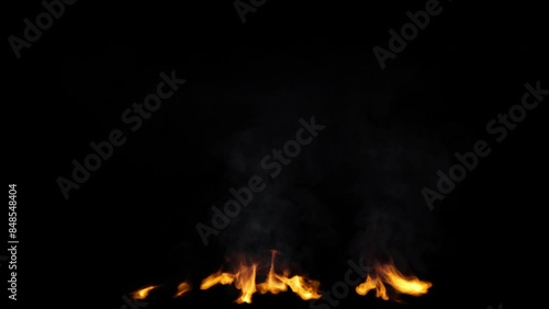 Small ground fires barely burning and changing shapes - 60fps, 4K Pro Res with mask pass