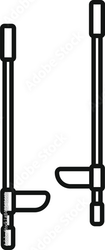 Simple linear icon of a pair of jumping stilts standing upright, ready for fun and games