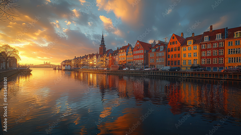 Obraz premium Copenhagen, Denmark city skyline created with Generative AI technology