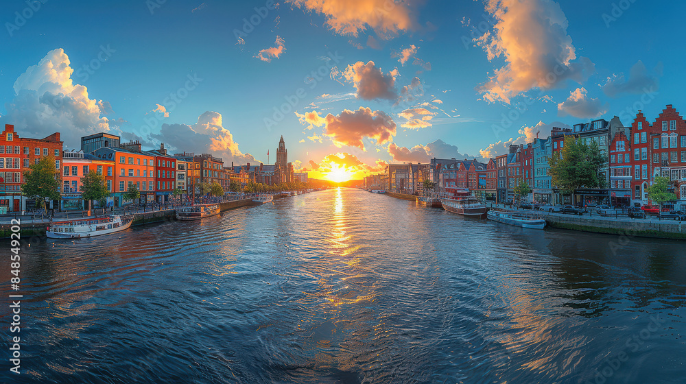 Naklejka premium Dublin, Ireland city skyline created with Generative AI technology