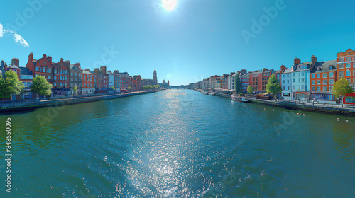 Dublin, Ireland city skyline created with Generative AI technology