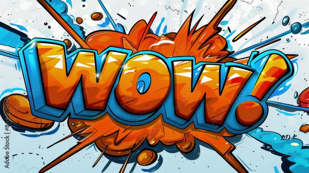 Fototapeta premium Vibrant Comic Style WOW Text Explosion. Generative ai