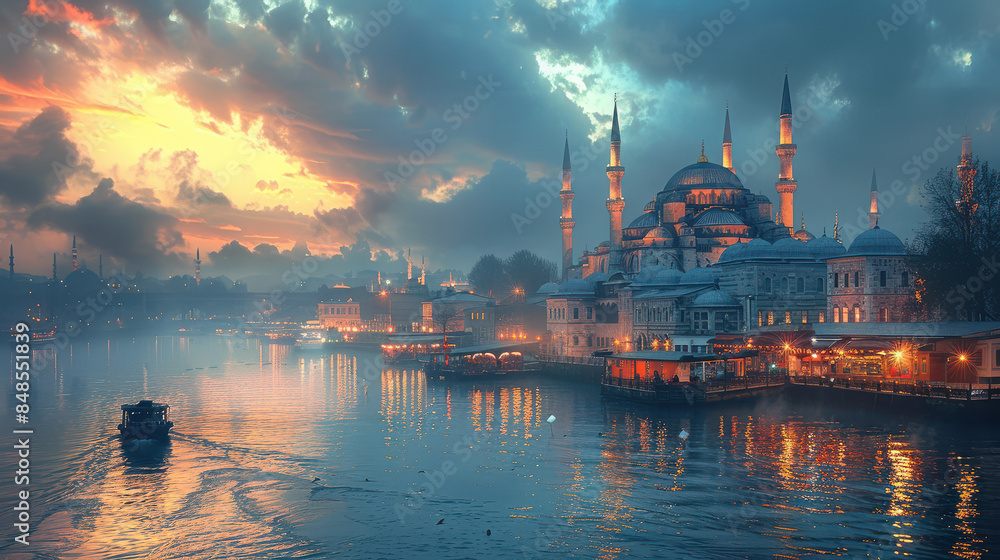 Istanbul, Turkey city skyline created with Generative AI technology Istanbul, Turkey city skyline created with Generative AI technology