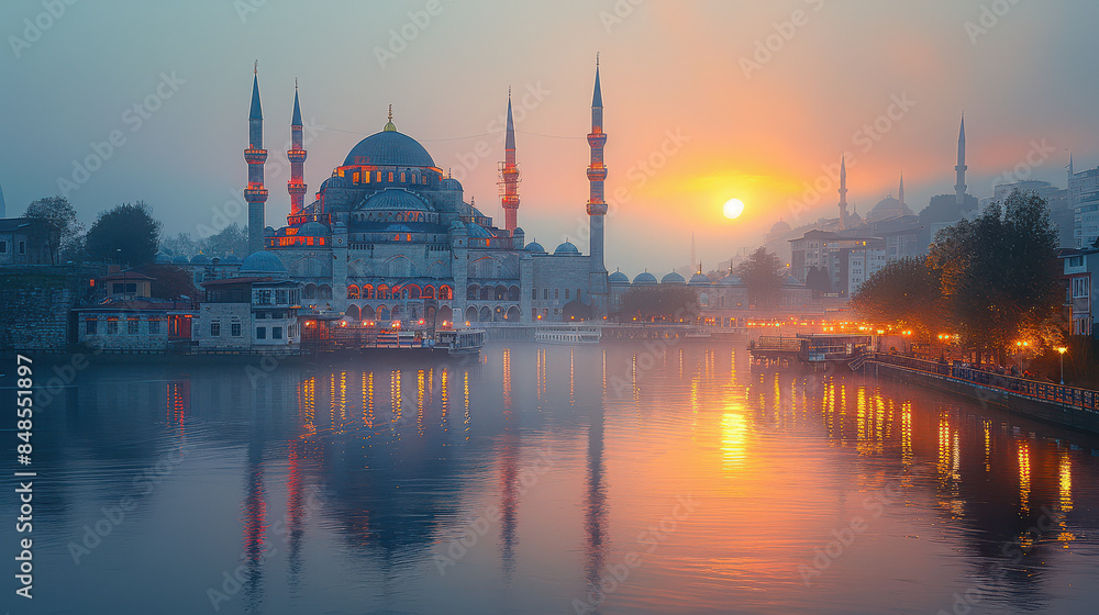 Fototapeta premium Istanbul, Turkey city skyline created with Generative AI technology