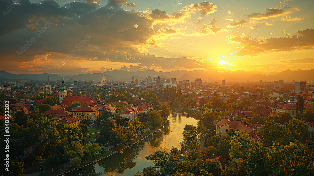 Fototapeta premium Ljubljana, Slovenia created with Generative AI technology