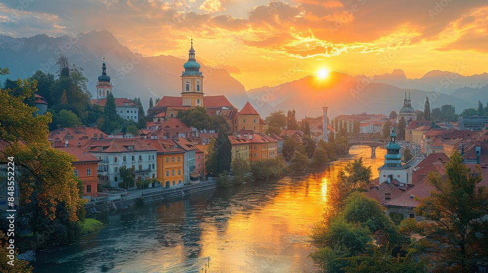 Ljubljana, Slovenia created with Generative AI technology Ljubljana, Slovenia created with Generative AI technology
