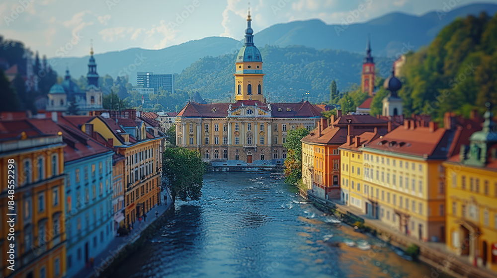 Fototapeta premium Ljubljana, Slovenia created with Generative AI technology