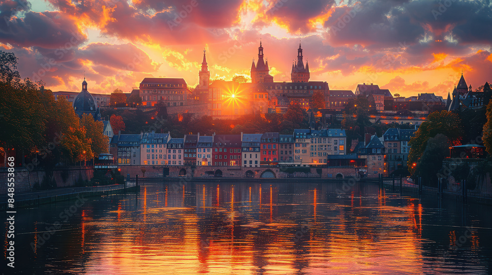 Obraz premium Beautiful holiday theme of Luxembourg City created with Generative AI technology