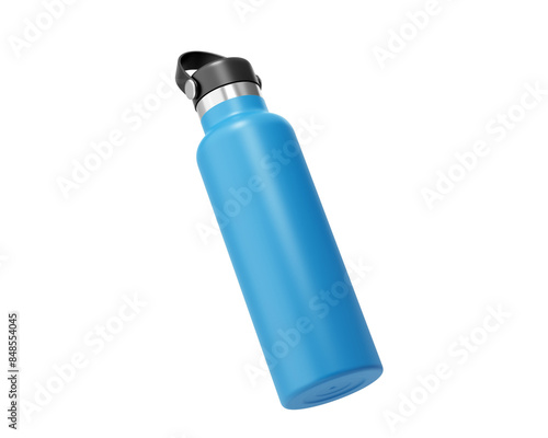 Blank Hydro Flasks Dew Bottle, Sport Water Bottle Packaging Isolated On Transparent Background, Prepared For Mockup, 3D Render.