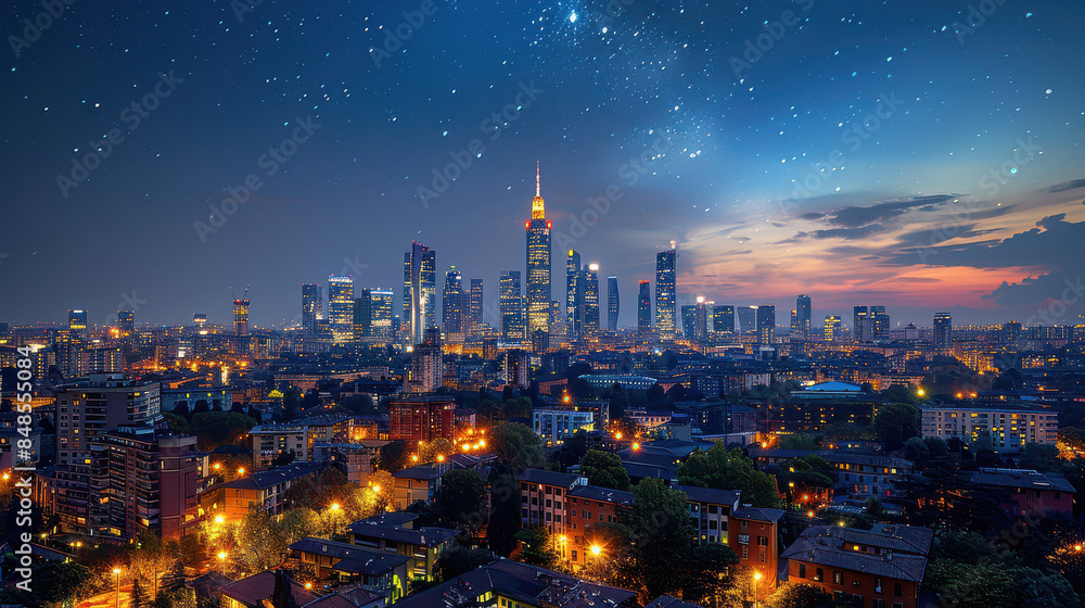 Obraz premium Milan, Italy city skyline created with Generative AI technology