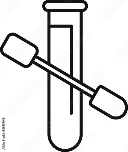 Medical test tube with cotton swab is lying and waiting for taking analysis