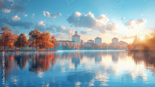 Minsk, Belarus city skyline created with Generative AI technology