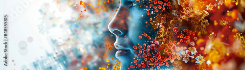 Abstract Profile with Colorful Particle Effects photo
