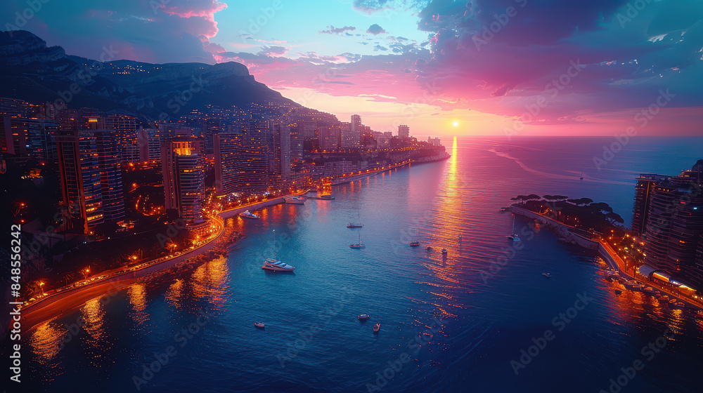 Monaco travel scene in perfect colors created with Generative AI technology