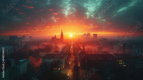 Munich, Germany city skyline created with Generative AI technology