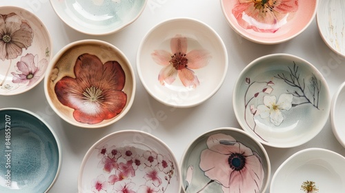 Ceramic bowls with flower design s photographic byproduct © TheWaterMeloonProjec