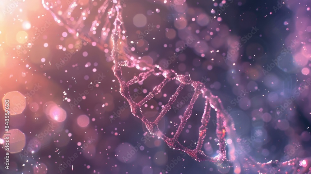 A close up of a DNA strand with a blue background. A close up of a DNA strand with a blue background.