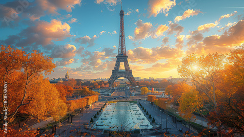 Paris, France city skyline created with Generative AI technology