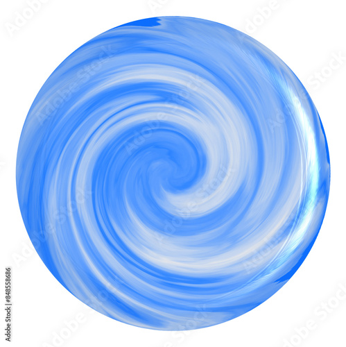 sphere, disk, earth, sky, spiral, swirl, vortex, blue, clouds, structure, isolated, symbol,