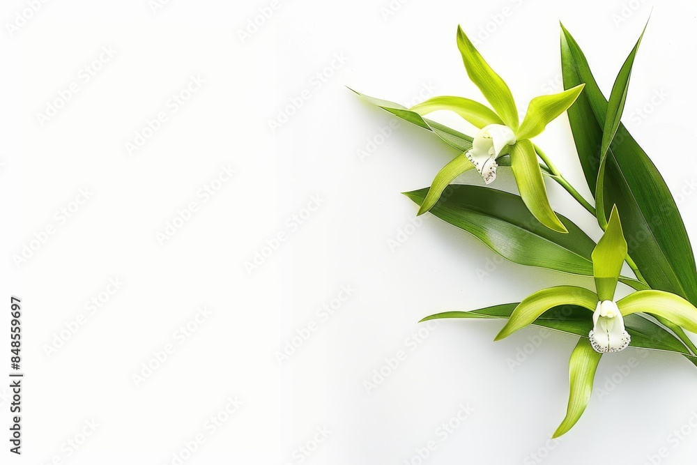 Fototapeta premium flower Photography, Catasetum, copy space on right, Isolated on white Background