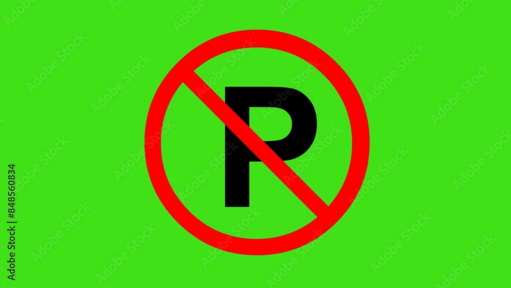 video animation traffic no parking signage, on a green chroma key background video animation traffic no parking signage, on a green chroma key background