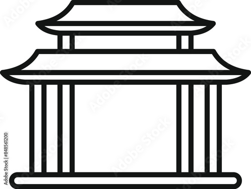 Simple line art icon of a traditional japanese shinto shrine gate building