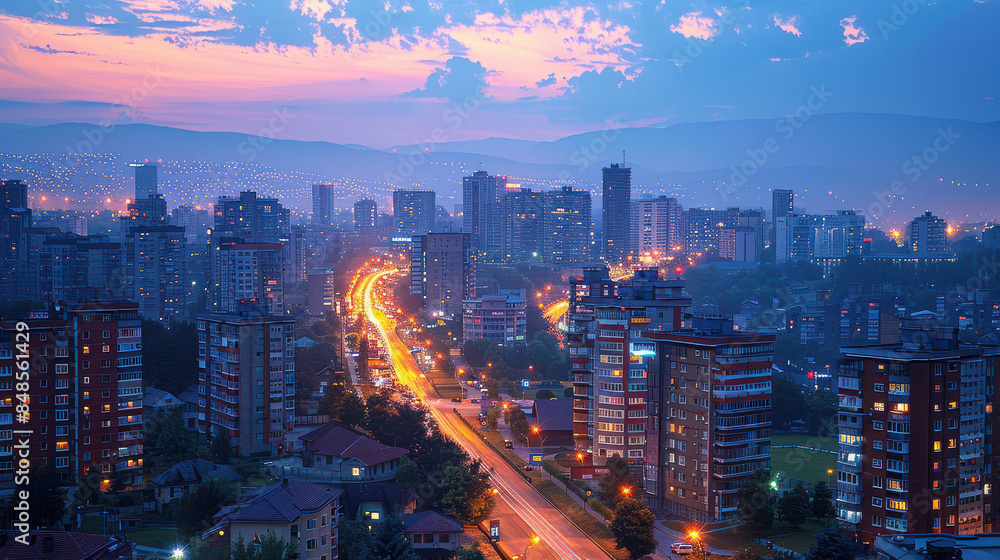 Pristina, Kosovo city skyline created with Generative AI technology Pristina, Kosovo city skyline created with Generative AI technology