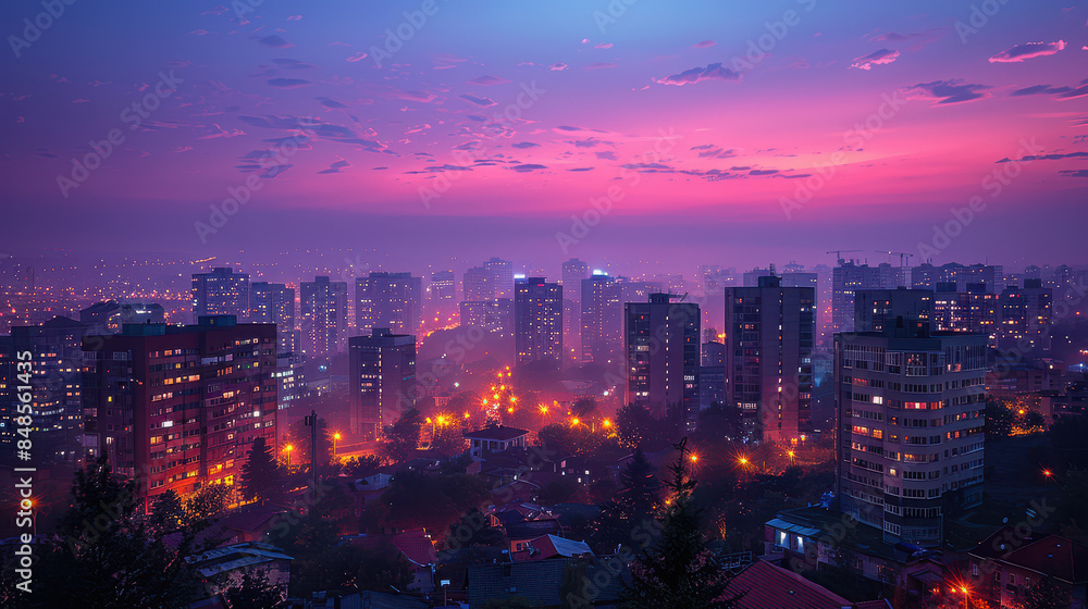 Obraz premium Pristina, Kosovo city skyline created with Generative AI technology