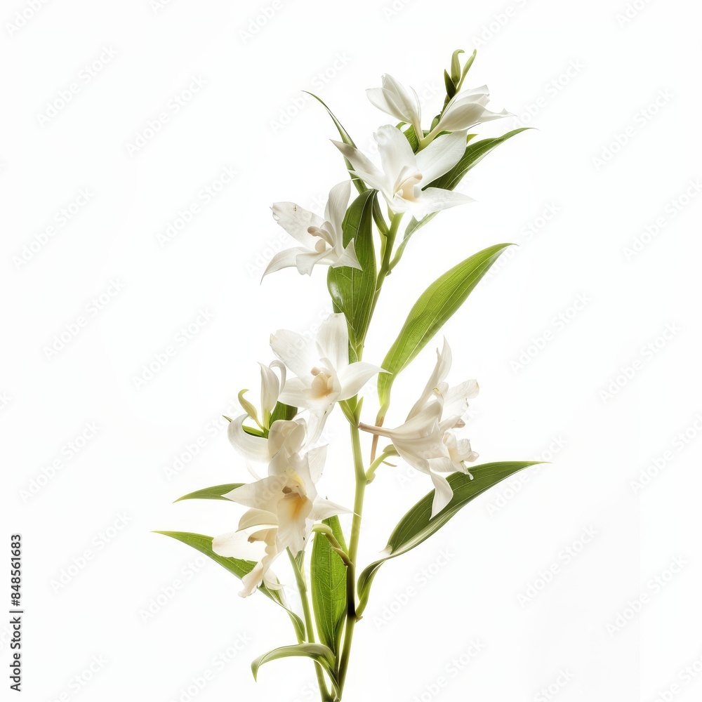 flower Photography, Dendrobium copy space on right, Isolated on white Background flower Photography, Dendrobium copy space on right, Isolated on white Background