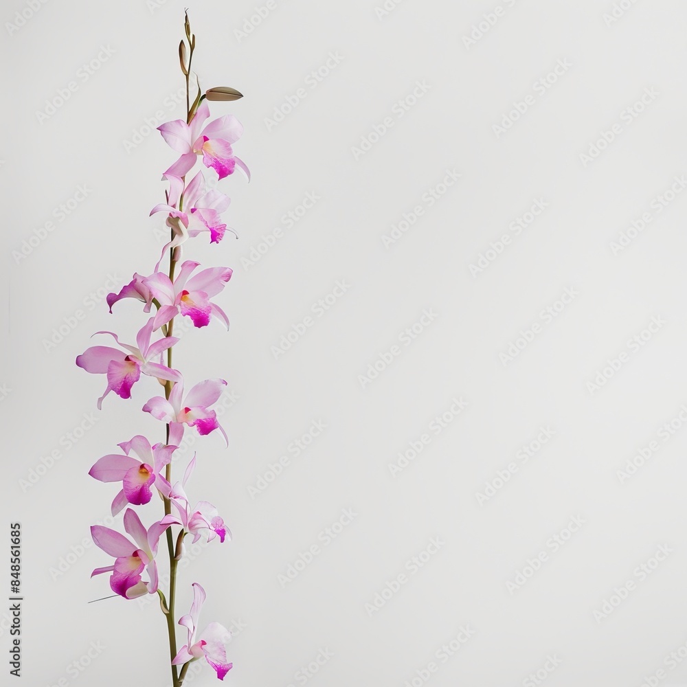 flower Photography, Dendrobium copy space on right, Isolated on white Background flower Photography, Dendrobium copy space on right, Isolated on white Background